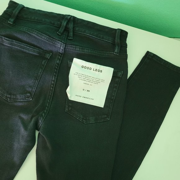 Good American Women's Black Slit Waistband Skinny Jeans NWT Size 0/25 - Picture 6 of 6
